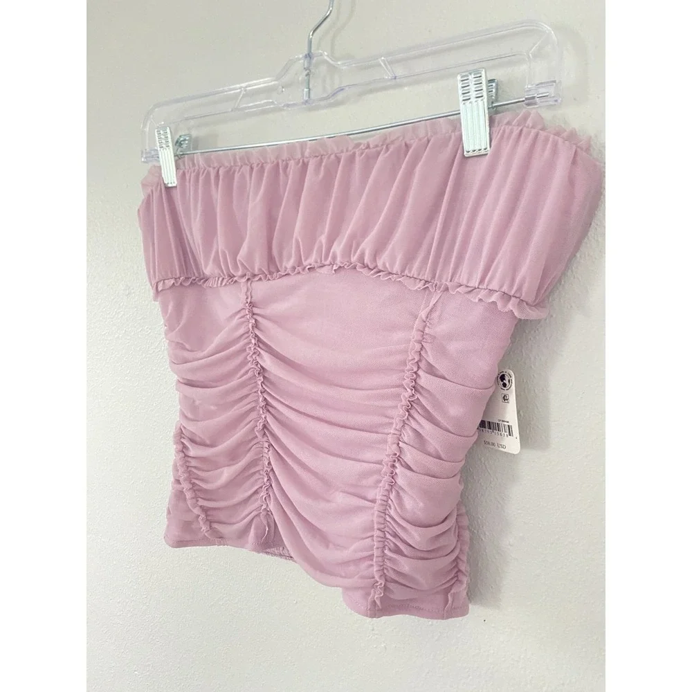 Free People NWT Ruched Tube Top Lilac Purple Women's Sz XS